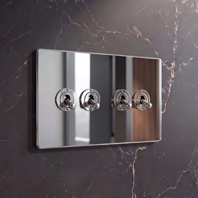 4 Gang Toggle Light Switch Polished Chrome Lifestyle