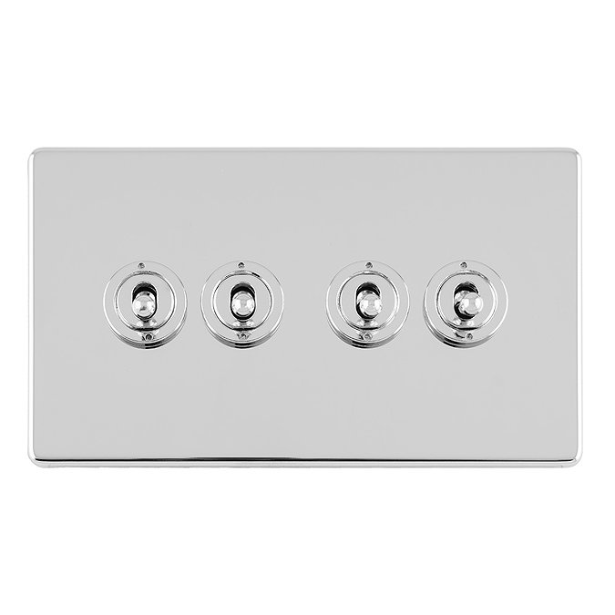 Polished chrome 4 gang toggle light switch cut out