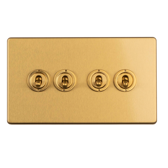 4 Gang Toggle Switch Satin Brass Cut Out