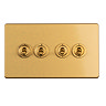 4 Gang Toggle Switch Satin Brass Cut Out