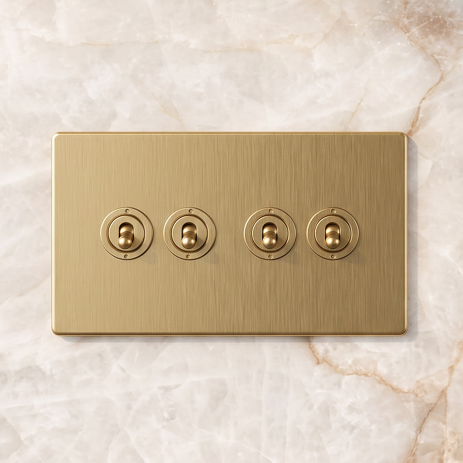 4 Gang Toggle Switch Satin Brass Lifestyle