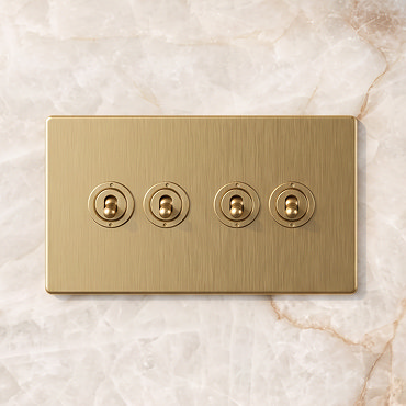 4 Gang Toggle Switch Satin Brass Cut Out