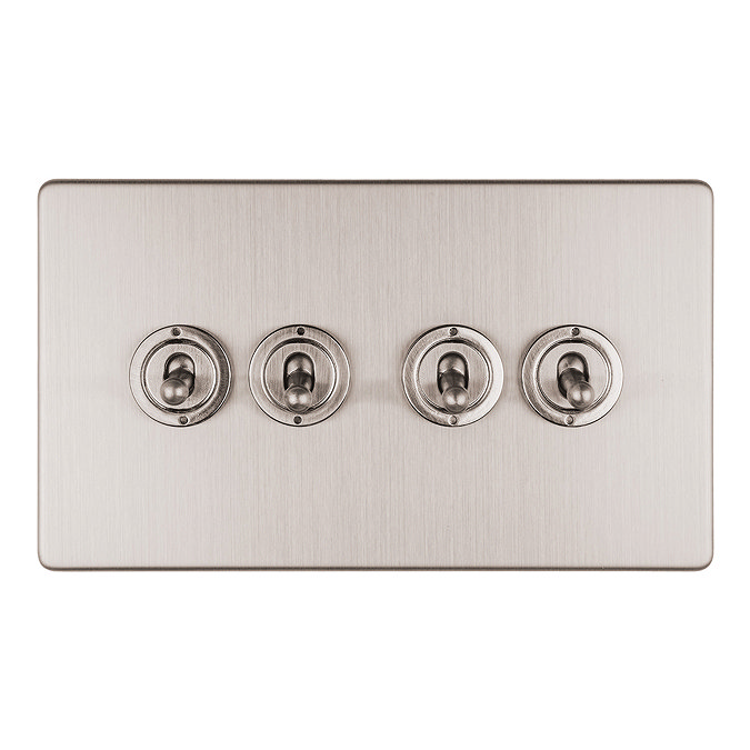 4 Gang Toggle Switch in Stainless Steel Cut Out