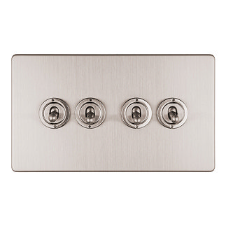 Stainless Steel 4 gang toggle light switch cut out