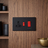 Matt Black Cooker Switch With Socket Zoom Out