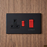 Matt Black Cooker Switch With Socket