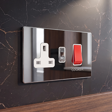 Cooker Switch with Socket Polished Chrome Cut Out