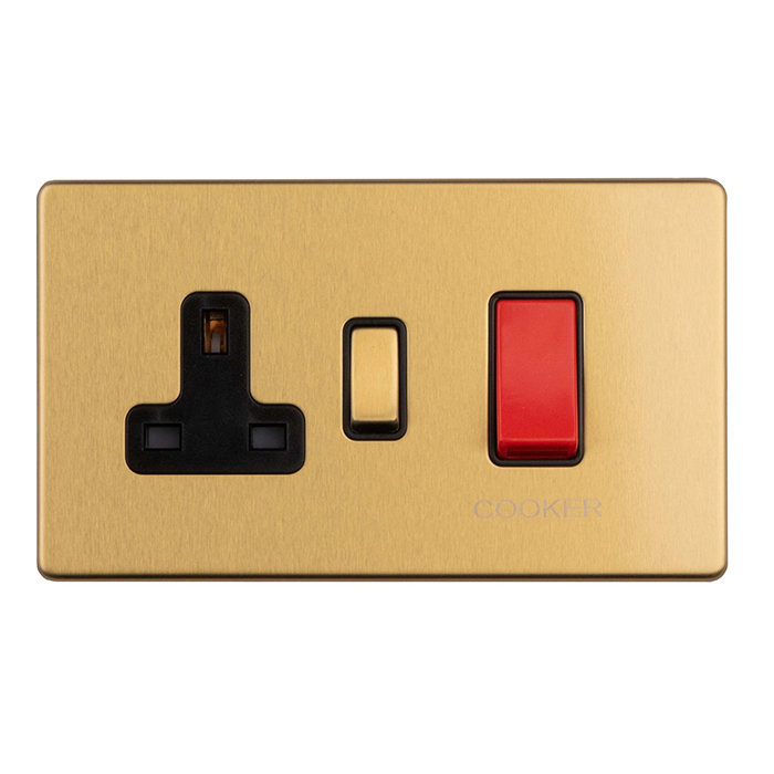 Cooker Switch and Socket Satin Brass Cut Out