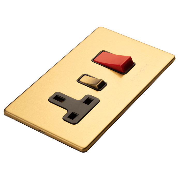 Cooker switch with socket flat