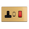 Satin brass cooker switch with socket