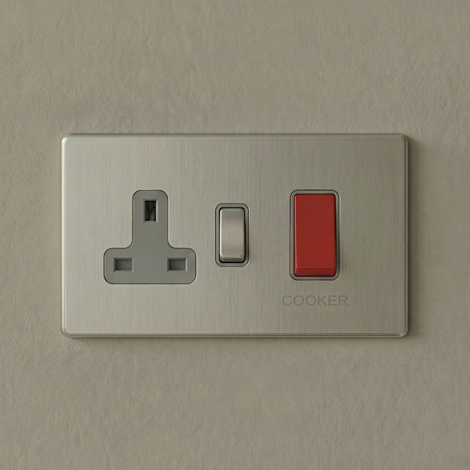 Cooker Switch with Socket in Stainless Steel