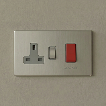 Cooker Switch with Socket in Stainless Steel Cut Out