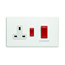 White 45A Cooker Switch with Socket Cut Out