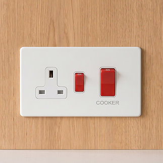 White 45A Cooker Switch with Socket