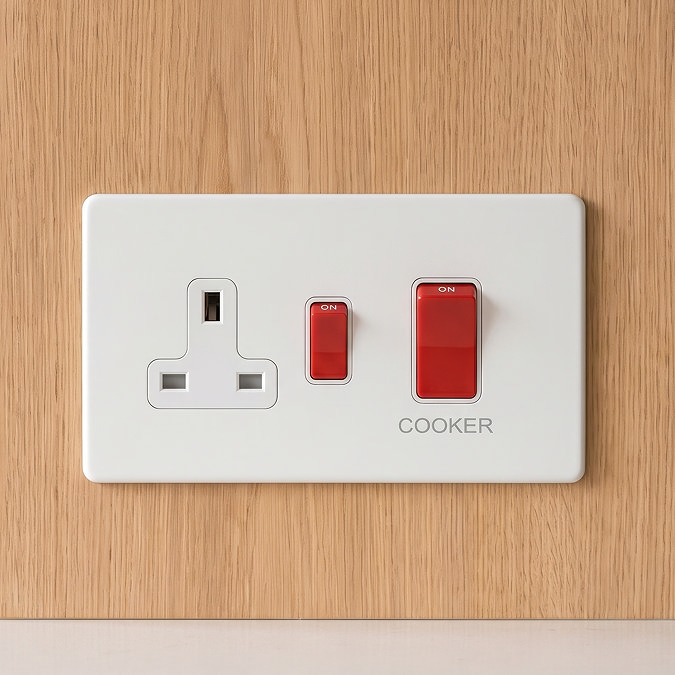White 45A Cooker Switch with Socket