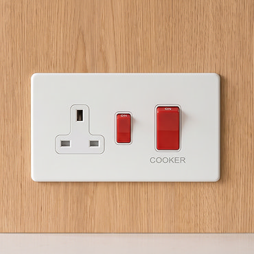 White 45A Cooker Switch with Socket Cut Out