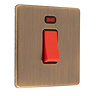 Antique brass cooker switch with neon light cut out side angle