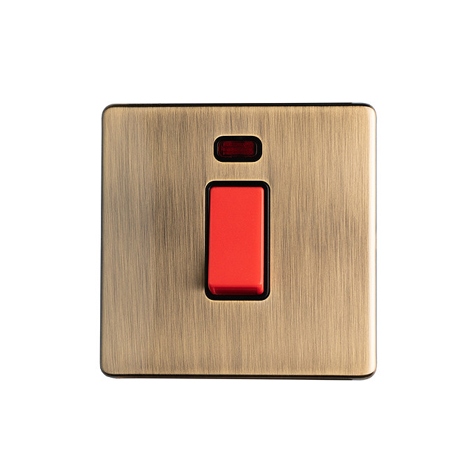 Antique brass cooker switch with neon light cut out
