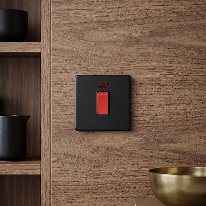 Matt Black Cooker Switch with Neon View 2