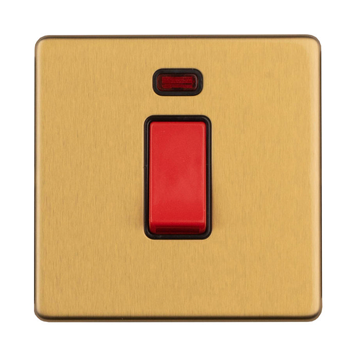 Cooker Switch With Neon Satin Brass Cut Out