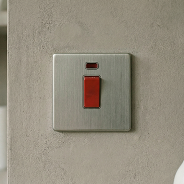 Cooker Switch in Stainless Steel With Neon Light Cut Out