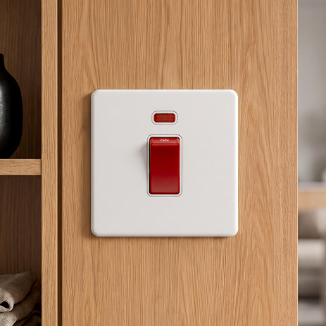 White 45A Cooker Switch With Neon