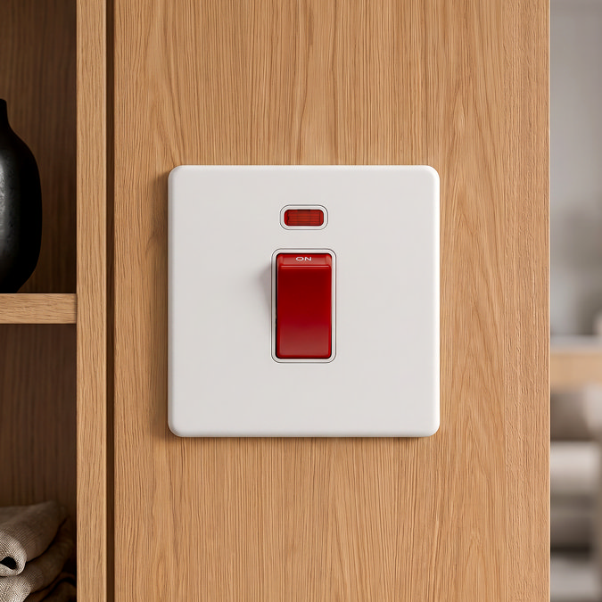 White 45A Cooker Switch With Neon