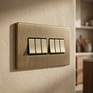 Antique brass 6 gang light switch lifestyle
