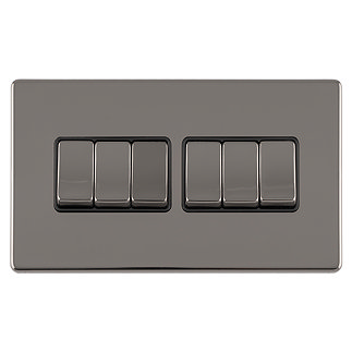 Black Nickel 6 gang light switch