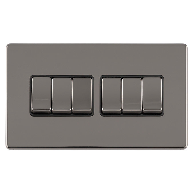 Black Nickel 6 gang light switch