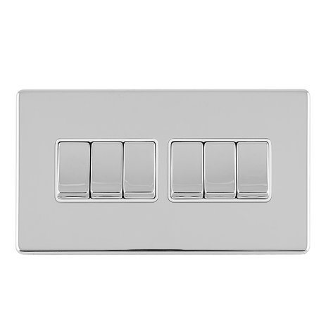 Polished Chrome 6 Gang light switch
