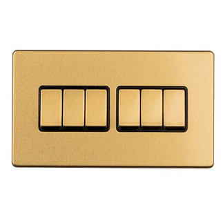 Satin brass 6 gang light switch
