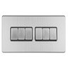 6 Gang Light Switch in Stainless Steel Cut Out