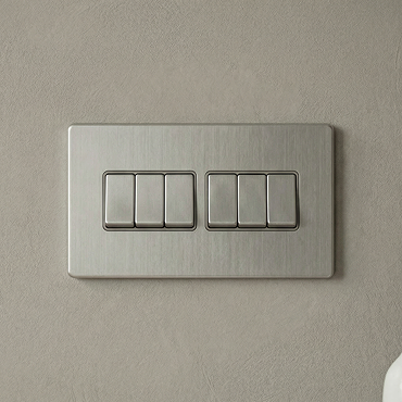 6 Gang Light Switch in Stainless Steel Cut Out