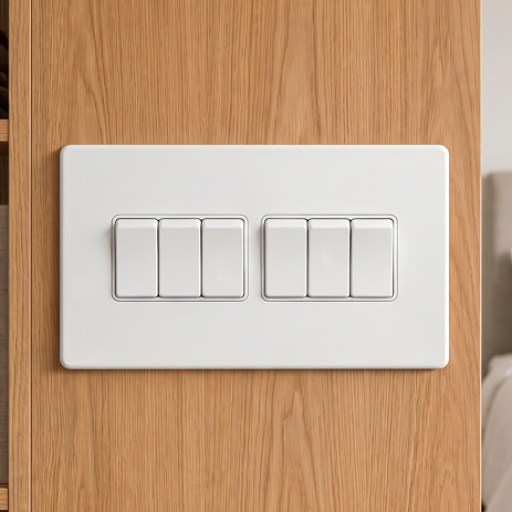 White 6 Gang Light Switch