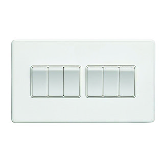 White 6 gang light switch