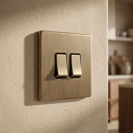Antique brass 2 gang light switch lifestyle