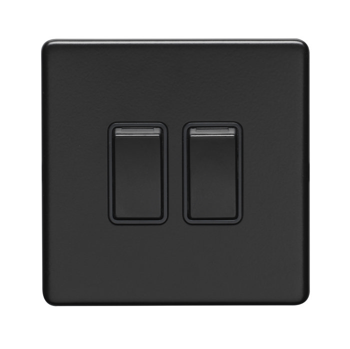 Matt Black Double Light Switch Cut Out