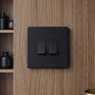 Matt Black Double Light Switch