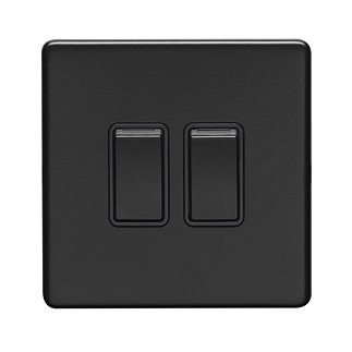 Matt black 2 gang light switch