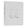 Polished chrome 2 gang light switch side angle