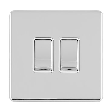 Polished chrome 2 gang light switch side angle
