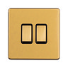 Double Light Switch Satin Brass Cut Out