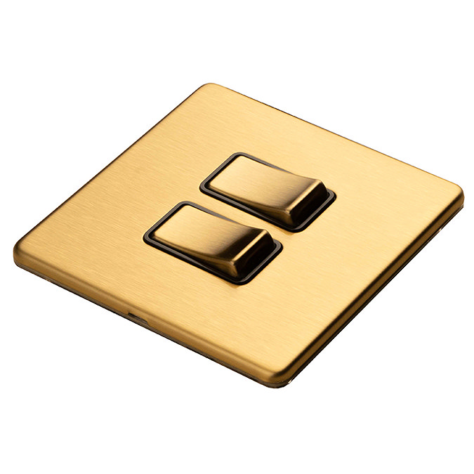 Satin brass 2 gang light switch flat