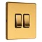 Satin brass 2 gang light switch side angle