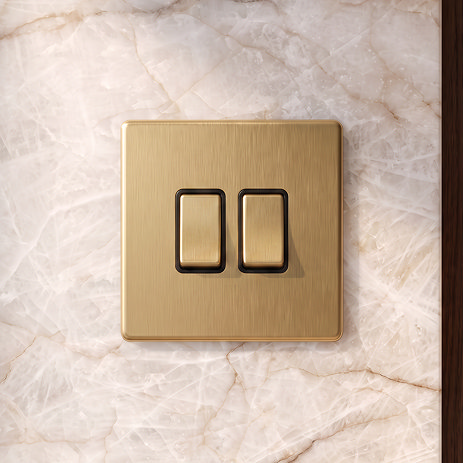 Double Light Switch Satin Brass Lifestyle