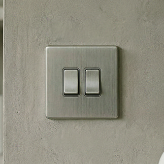 2 Gang Light Switch in Stainless Steel