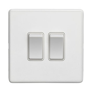 White 2 gang light switch