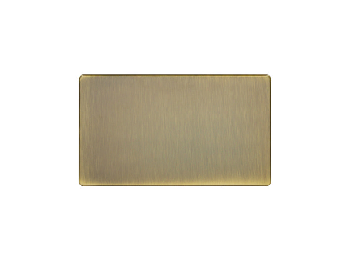 Antique brass 2 gang blank plate cut out