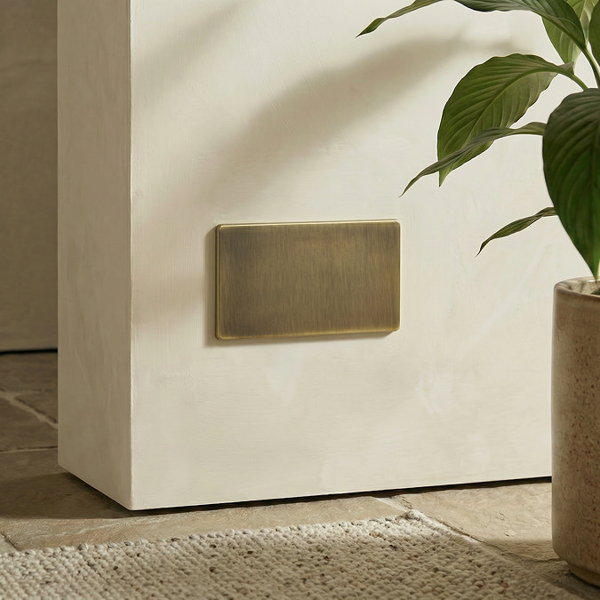 2 gang blank plate in antique brass